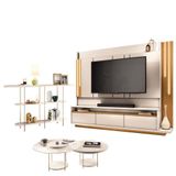 Estante Home Theater Montane Off White Cinamomo E Aparador Infinity E Kit Mesa De Centro Sky Off White - Hb Móveis