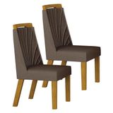 Cadeira Para Mesa De Jantar Liz Mdf Kit 2 Peças Freijó Joli Camurça Leifer Móveis
