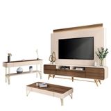 Estante Home Theater Nobre E Aparador Vivant E Mesa De Centro Cadenza Off White Castanho Hb Móveis