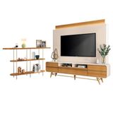 Estante Home Theater Nobre Off White Cinamomo E Aparador Infinity Cinamomo Hb Móveis