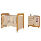 Berço Americano Mirelle E Cômoda Infantil Ariel Off White Bétula Carolina Baby