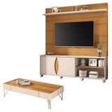 Estante Home Theater Luxor E Mesa De Centro Cadenza Cinamomo Off White - Hb Móveis