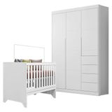 Berço Americano Retro Maya E Guarda Roupa Infantil Eloá Branco Acetinado Phoenix Baby