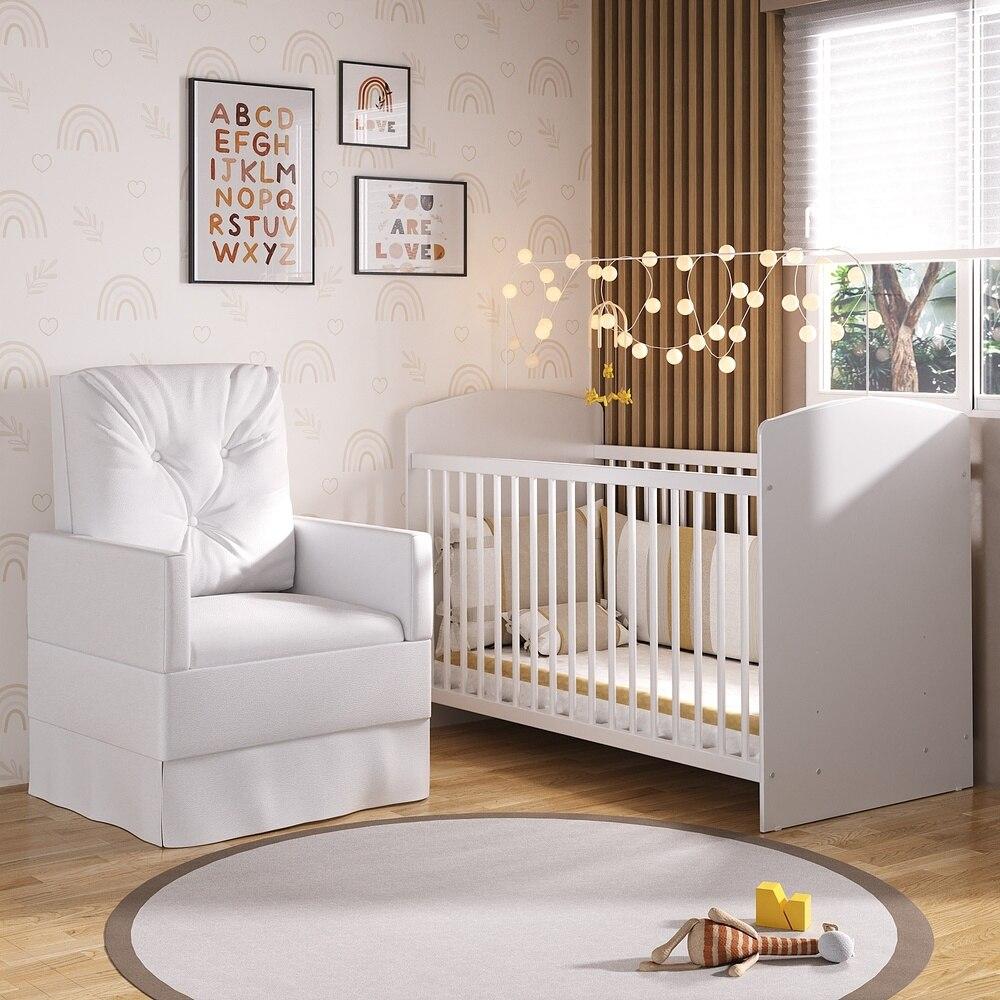 Berço Com Colchão E Poltrona De Amamentação Olaf Multimóveis Mp4093 Branco