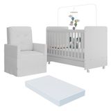 Berço Americano 3x1 Com Colchão Incluso Poltrona De Amamentação Multimóveis Mp4095 Branco