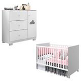 Berço Americano Tico E Cômoda Infantil Ane Branco Brilho Phoenix Baby