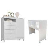 Mini Berço Moisés Alegria Com Colchão E Cômoda Infantil Ternura Baby Branco Flex - Incorplac