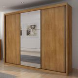 Guarda Roupa Casal Ambiente Palazzo 3 Portas 6 Gavetas Cumaru 23 Com Espelho Novo Horizonte