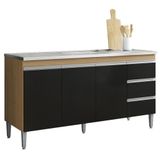 Balcão De Pia Andréia 150 Cm Amendoa Preto Ajl