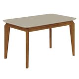 Mesa De Jantar Brenda 120x80 Com Vidro Freijó Off White Leifer Móveis
