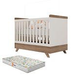 Berço Americano Retro Vitória Off White Carvalho Com Colchão Gazin Canaã
