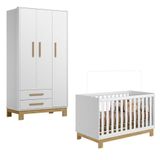 Berço Americano 4315 E Guarda Roupa 4340 Q Encanto Slim Branco Acetinado Qmovi