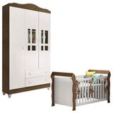 Berço Americano Lara E Guarda Roupa Ariel 3 Portas Branco Acetinado Amadeirado Carolina