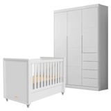 Berço Americano Tutto New E Guarda Roupa Infantil Eloá Branco Acetinado Phoenix Baby