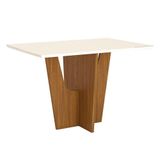 Mesa De Jantar Danielly 120 Cm Tampo Reto Com Vidro Nature Off White Henn