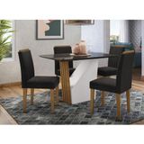 Mesa De Jantar Ambiente Veneza 120x80 Cm Com Vidro Ype Preto E 4 Cadeiras Ana Ype Veludo Preto New Ceval