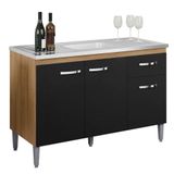 Balcão De Pia Gabriela 120 Cm Amendoa Preto - Ajl
