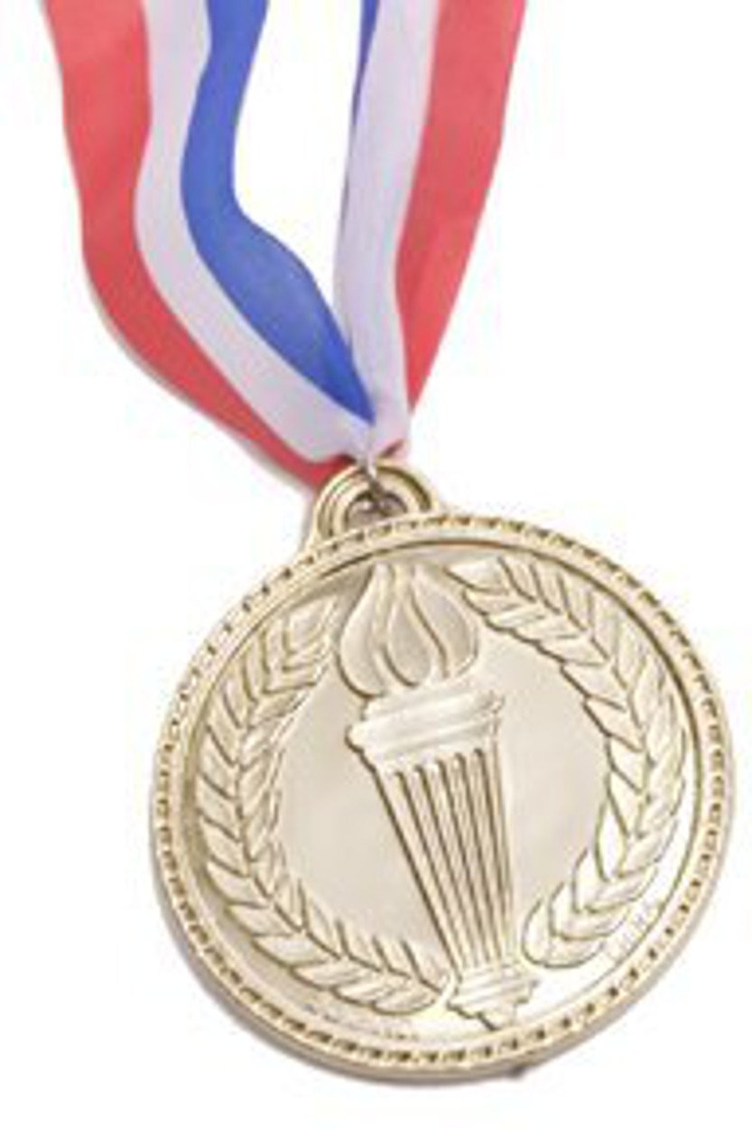 Réplica De Medalha De Ouro De Estilo Olímpico Com Cordão Vermelho, Branco E Azul