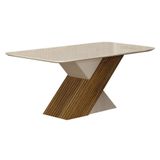 Mesa De Jantar Ilhéus 180x90 Freijó Decor Off White Leifer Móveis