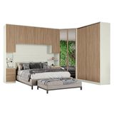 Quarto Modulado Casal Ambiente 5 Seletto 5 Peças Areia Jequitibá - Henn