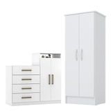Cômoda Sapateira Áurea E Armário Multiuso Viena Branco Demóbile