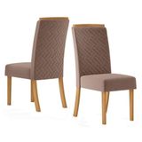 Cadeira Para Mesa De Jantar Ester Kit 02 Peças Marrom Amêndoa Henn