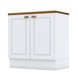 Balcão 2 Portas 80 Cm Nova York Branco Com Tampo Para Cooktop Nature Henn