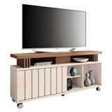 Rack Bancada Para Sala Rivera 1.3 Off White Castanho Hb Móveis