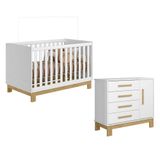 Berço Americano 4315 E Cômoda Sapateira 4355 Q Encanto Slim Branco Acetinado Qmovi