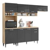 Kit Cozinha Aurora Com Balcão Atenas Avena Grafite - Aramóveis