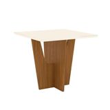 Mesa De Jantar Danielly 90 Cm Tampo Reto Com Vidro Nature Off White Henn