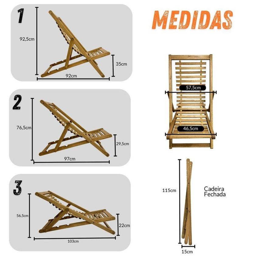 Espreguiçadeira De Madeira E Fios De Aço Maju - Sem Braços Madeiral - imagem 3