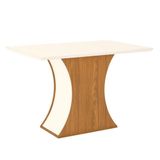 Mesa De Jantar Selena 120 Cm Tampo Reto Com Vidro Nature Off White Henn