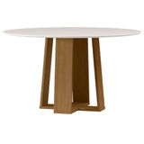 Mesa De Jantar Isabela 135x135 Cm Com Vidro Ype Off White New Ceval