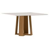 Mesa De Jantar 135x135 Cm Valência Com Vidro Ype Off White New Ceval