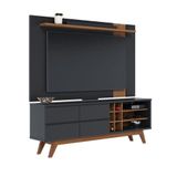 Rack Bancada Ambiente Noronha E Painel Para Tv Extensivo Leme Preto Acetinado Noce Milano Colibri