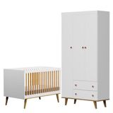 Berço Ligia E Guarda Roupa Fernanda 3 Portas Branco Bétula Carolina Baby