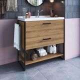 Conjunto Armário De Banheiro Com Pia Lavatório Industrial Mel