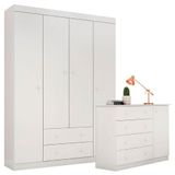 Cômoda E Guarda Roupa Infantil Helena Branco Brilho - Phoenix