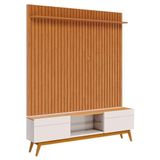 Rack Bancada Classic 2 Gavetas Com Painel Para Tv Suspenso Ripado Loft 1.8 Off White Nature - Imcal