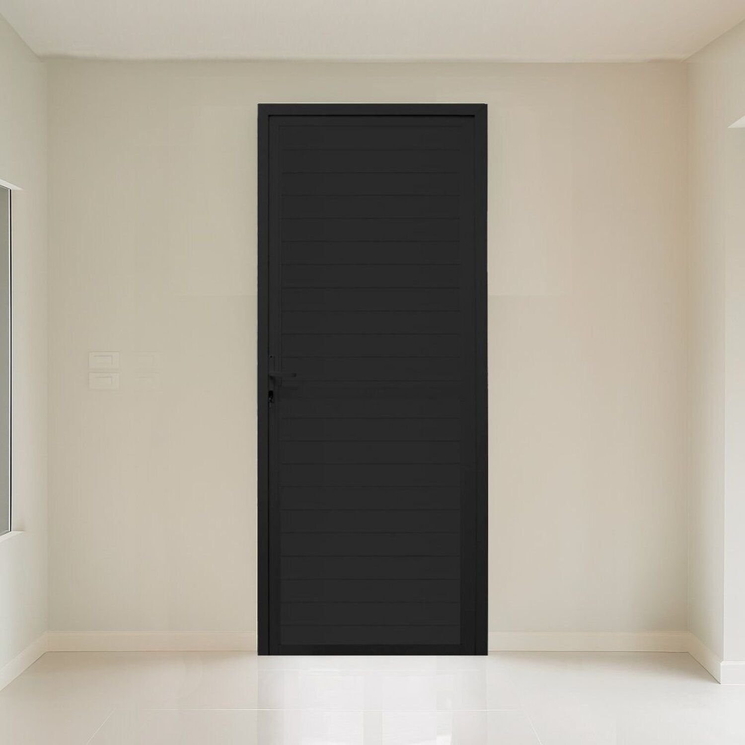 Porta Lambri Esquerda 1 Folha 80x215cm Fábrica Do Alumínio Preto