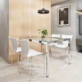 Conjunto Mesa De Jantar Retangular 120cm X 75cm Tampo De Vidro Com 4 Cadeiras Mono Branco