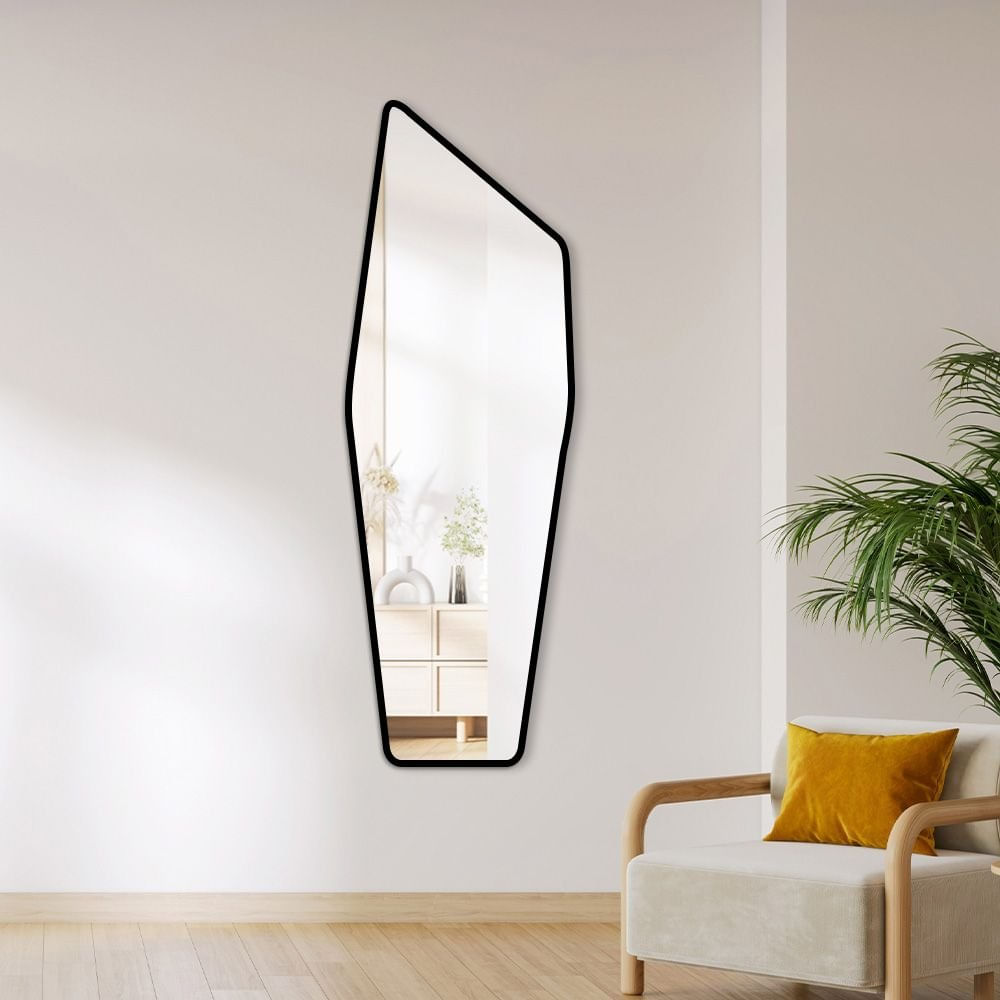 Espelho Decorativo Orgânico Ícone 55x160 De Parede Preto
