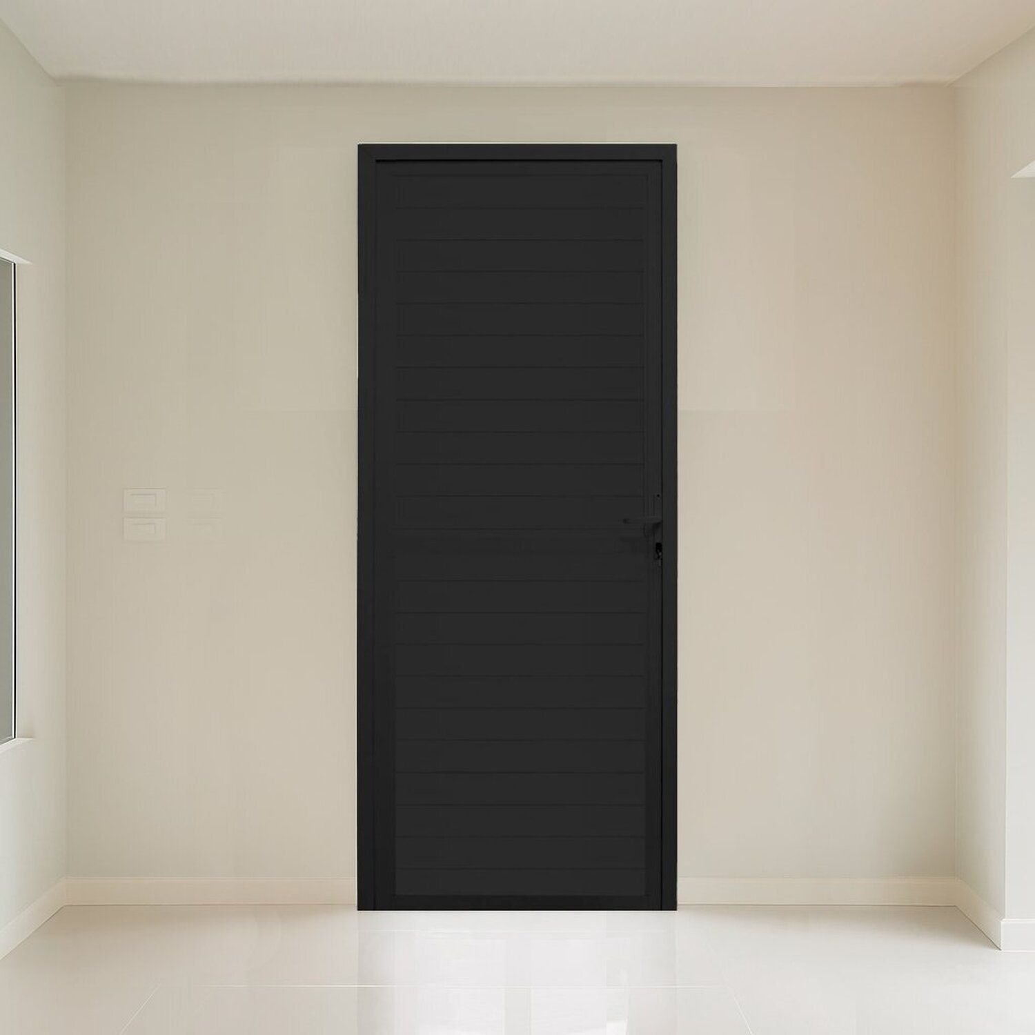 Porta Lambri Direita 1 Folha 80x215cm Fábrica Do Alumínio Preto