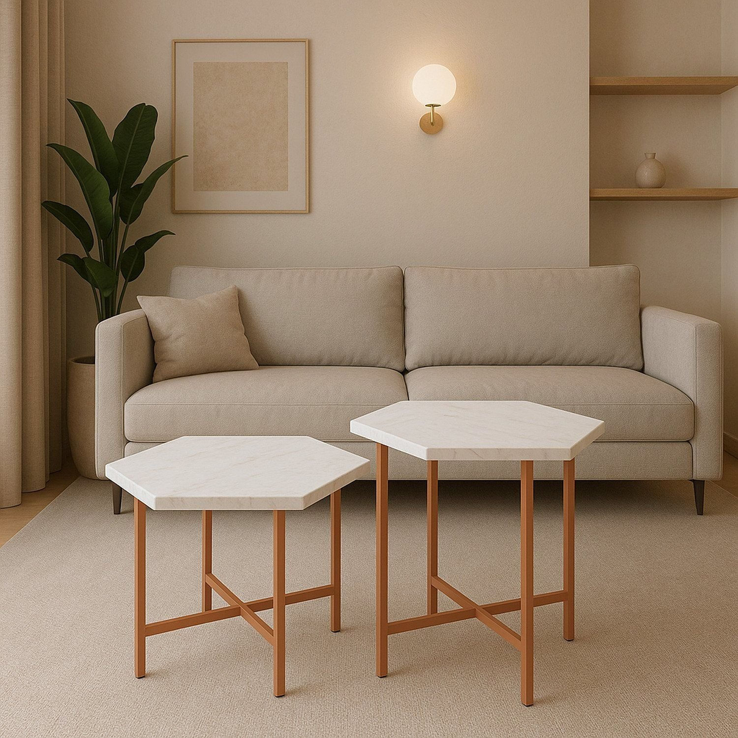 Conjunto Mesa De Centro 54cm X 54cm Idea Volakas