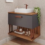 Gabinete Suspenso Com Cuba 80,3cm X 73cm Mari Espresso Móveis Titanium