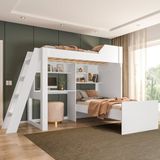 Beliche Multifuncional Infantil E Juvenil Com Escrivaninha Office Vivace Branco