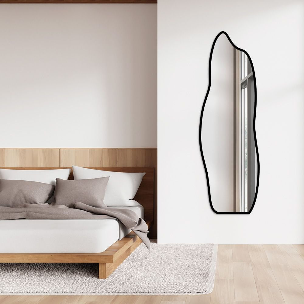 Espelho Decorativo Orgânico Fogo 55x160 De Parede Preto