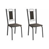 Cadeira Sala De Jantar Florença 2c005prf Aço Kit 2 Un Preto/ano Marrom - Kappesberg