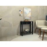 Aparador Mesinha Mesa De Apoio Mesa De Impressora Escritório Cozinha Refeitório Preto Com Amadeirado Escuro